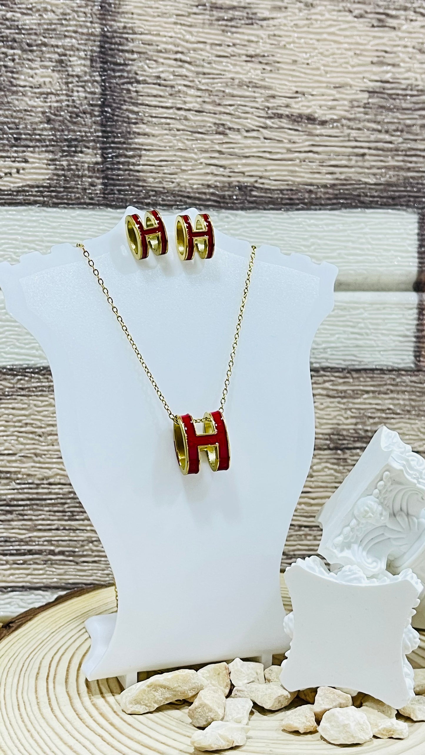 H-necklace set Red